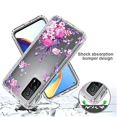 Sidande Case For Mi 10T 5G/Mi 10T Pro 5G/ Redmi K30S M2007J3Sy Case With Tempered Glass Screen Protector, Full Body Clear Floral Tpu Slim Phone Protective Armor Cover For Xiaomi Mi 10T (Rose Flower) #TOP5