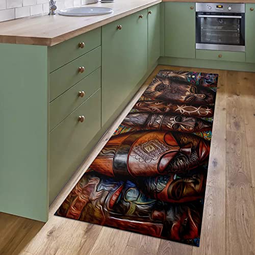 Gubiyu African American Rugs Runners Doormat Area Rugs African Mask Kitchen Rugs Non-Slip Soft Doormats Bath Carpet Floor Runner Area Throw Rugs For Home Dining Living Room Bedroom 23.6 Inchx59 Inch thumb #2