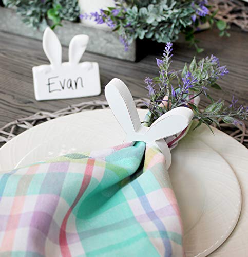 Auldhome Bunny Napkin Rings (Set Of 4); Easter And Holiday Rabbit Ear Wooden Napkin Rings #TOP1