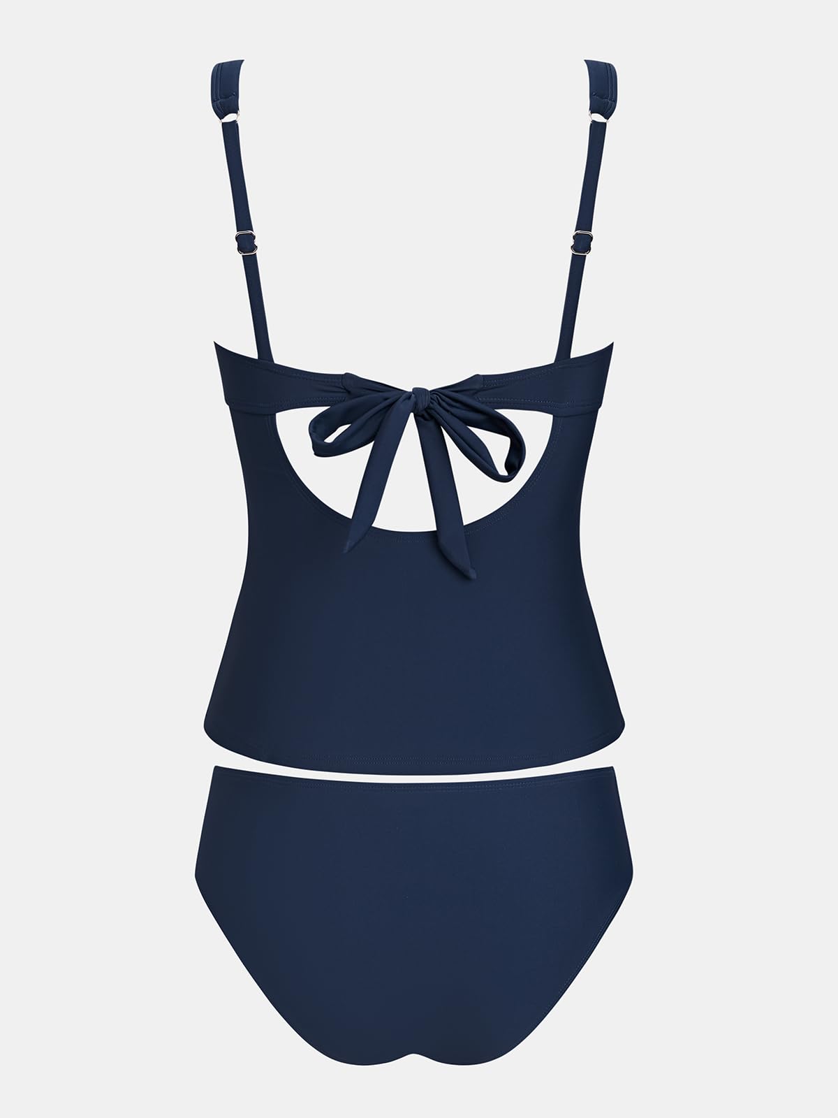 CUPSHE Maillot de bain tankini pour femme avec col en V et bretelles réglables en maille ajourée dans le dos