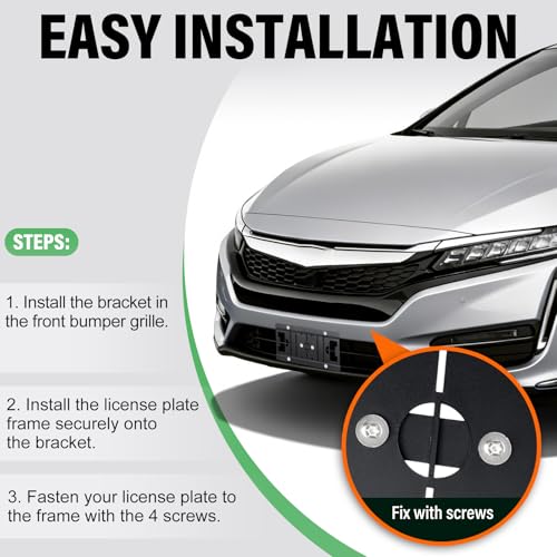 No-Drill Grille License Plate Mount Fits Honda Civic/CR-V/Accord/Pilot by Bovieopt - Used condition - Image 7