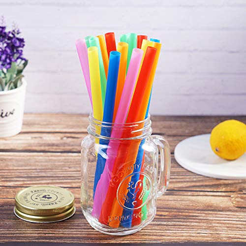 E-Uniona EOYOO 100 Pcs Jumbo Smoothie Straws,Colorful Disposable Wide-Mouthed Large Straw. thumb #4
