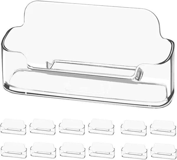 vrupin 12 Pack Business Card Holder for Desk,Clear Acrylic Business Card Stand Plastic Desktop Business Card Display Holders Office for Exhibition, Home & Office