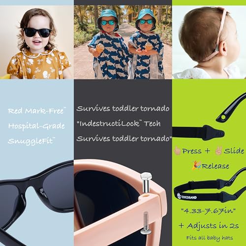 image for COCOSAND Flexible Baby Sunglasses with Strap Polarized UV Protection f