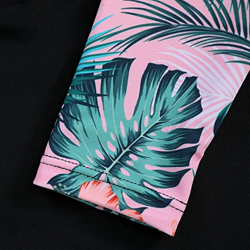 Image of Girls One Piece Rash Guard Swimsuit Long Sleeve Swimsuits with Zipper Patchwork Beach Bathing Suit for Kids 4-13 Years