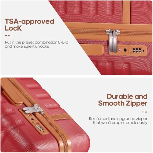 Image of UKEIN Luggage Sets 3 Piece, Carry On Luggage 20In With Spinner Wheels,PC Hardside Suitcase Set with TSA Lock,Durable Carry On Suitcase With Travel Backpack for Men (Red, 3 piece set (20inch))