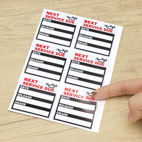 Image of for Oil Change Sticker Static Cling, Clear Stickers 120 Pcs 2 inchx 2 inch Next Service Due Sticker for Windshield, Easy to Peel with No Residue for Car Auto Vehicle Window (Red22)