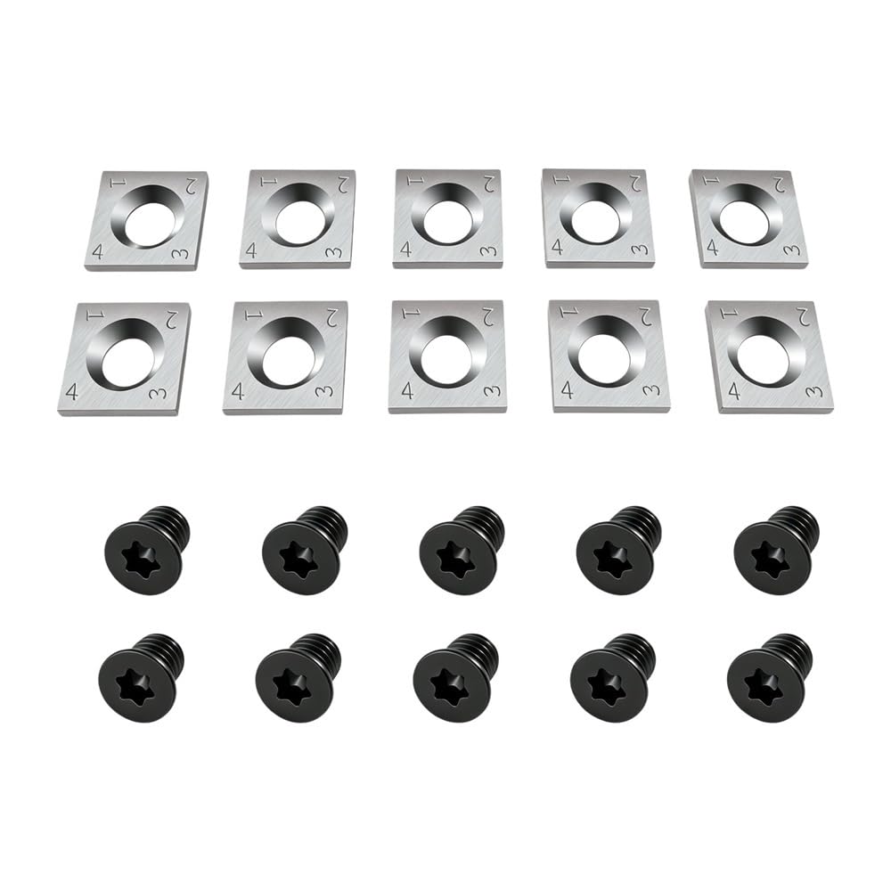 20pcs/Set Tungsten Carbide Cutters with Screws Kit, Square Straight Blade Wood Lathe Turning Inserts(14MM)