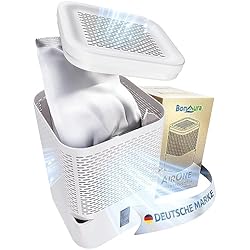 Ventilador Deshumidificador BonAura® AirOne - Deshumidificador sin electricidad con ventilación de 360°, deshumidificador con boquilla y granulado de 680 g, protección contra moho y olores, deshumidificador para cocina, baño y