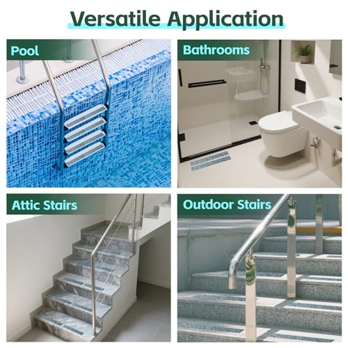 Image of Pool Rubber Anti Slip Tape 2in x 15ft, Waterproof Non-Slip Tape, Ideal for Bare Feet Safety Near Pools, Steps and Ramps(2in x 15ft, Blue)