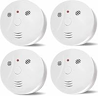 Lecoolife 4-Pack Battery-Operated Smoke & Carbon Monoxide Detectors - Photoelectric Portable Alarms for Home, Kitchen, Travel