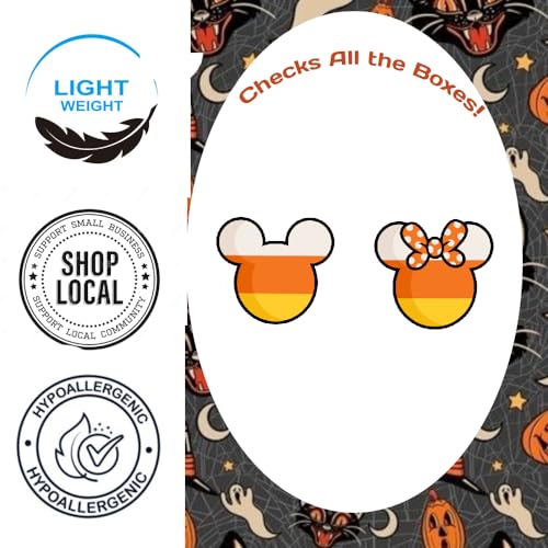 Candy Corn Mouse Ear Earrings for Women. Affordable Fall Candy Corn Earrings for Adults3