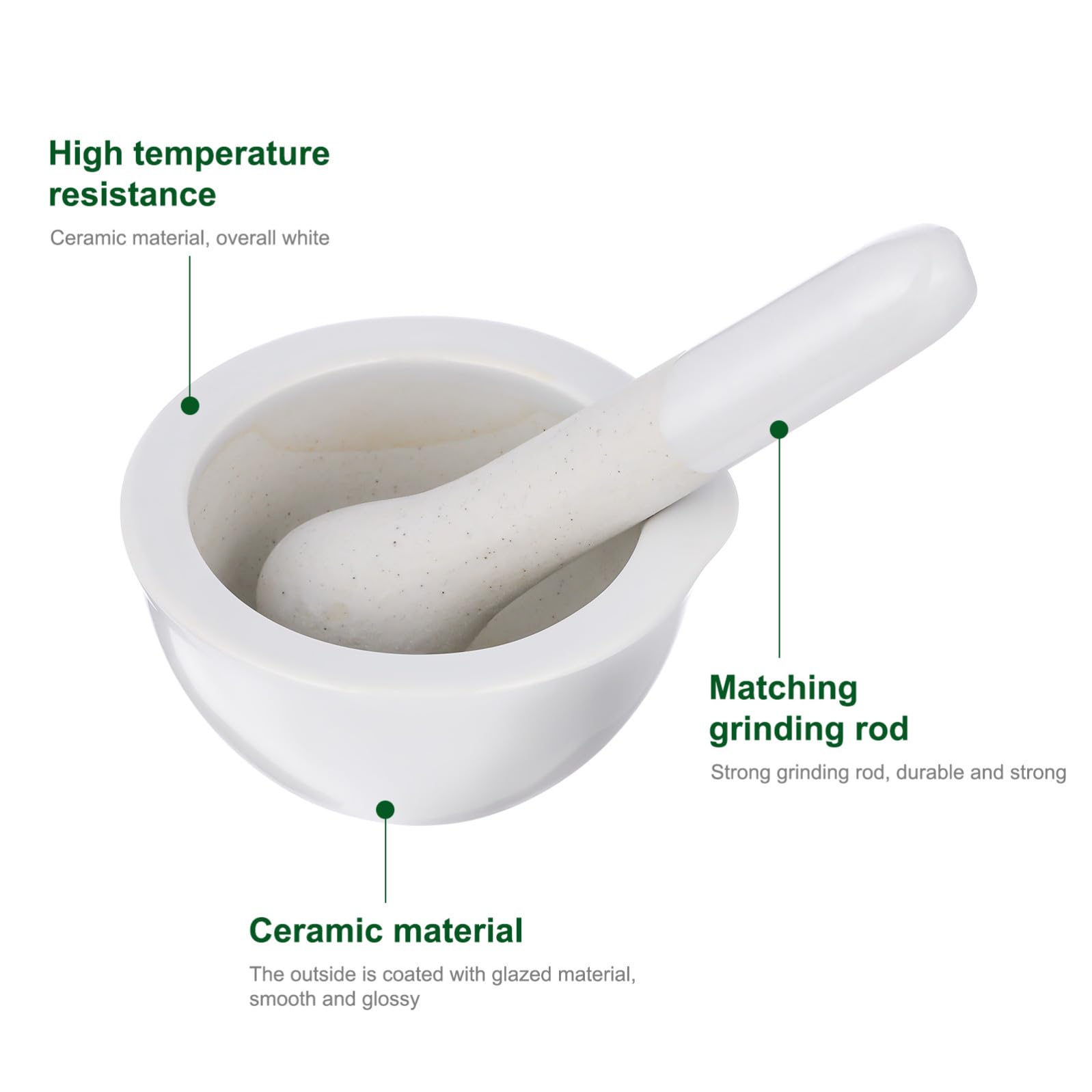 Beavorty Set 2 Mortai Pestello in Porcellana per Macinazione Erbe Aromatiche e Spezie Utensili Cucina per Uso Casalingo e Ristorazione