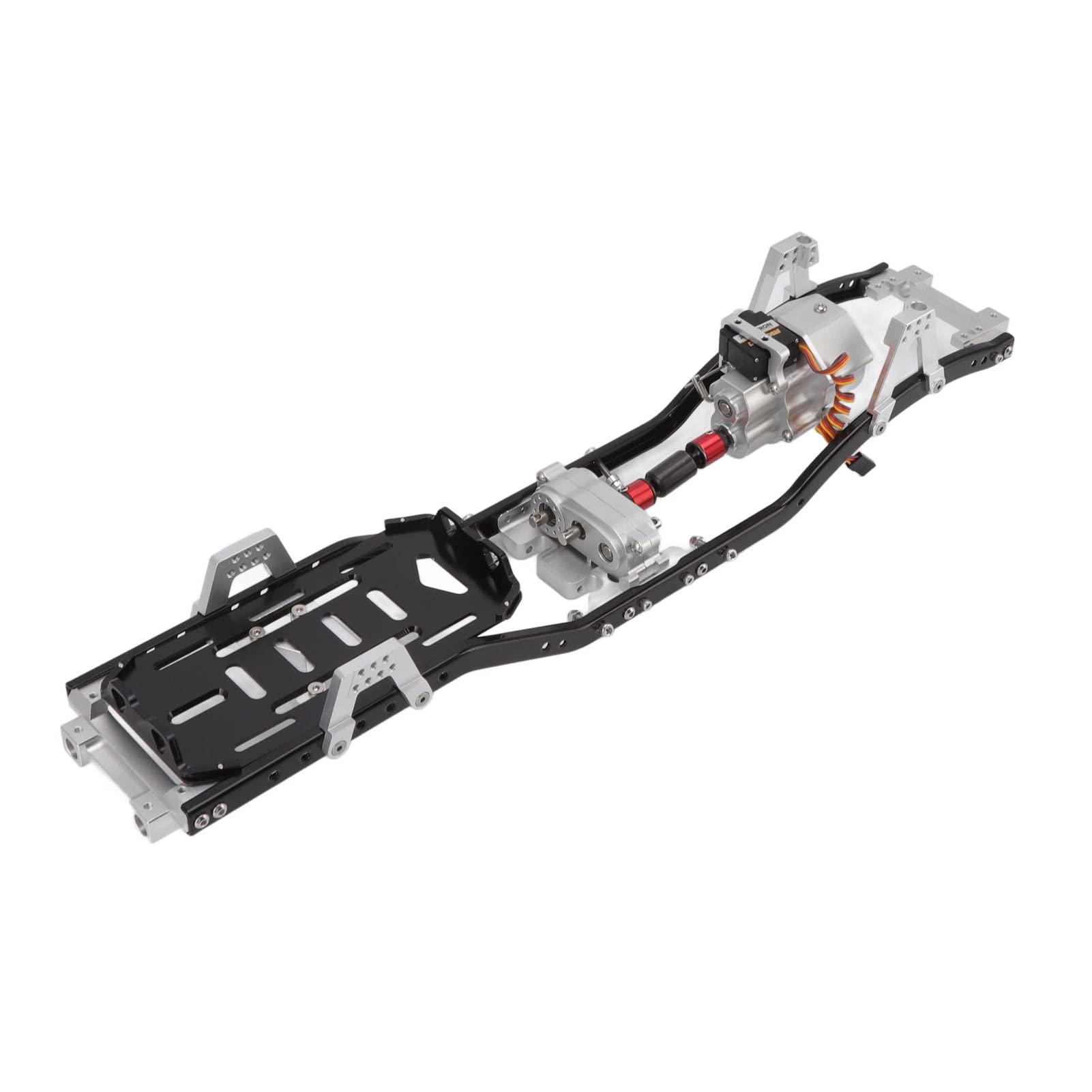 para vehículo con orugas RC 1/10, chasis de metal, modo de 2 velocidades, caja de cambios delantera, distancia entre ejes de 313 mm, para una construcción duradera (Plata)