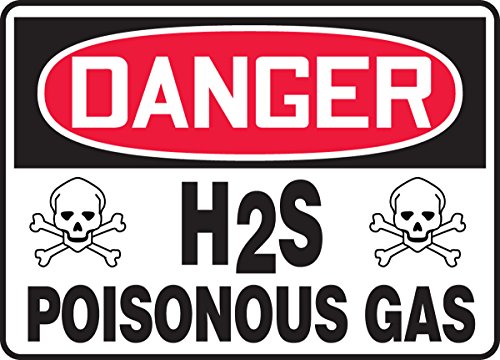Accuform "Danger H2S - Poisonous Gas" Safety Sign, Aluminum, 10 x 14 Inches (MCHL084VA)