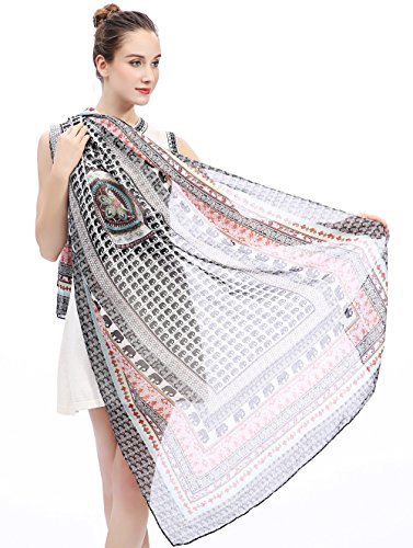 Lina & Lily Elephant Boho Print Women's Scarf Shawl Wrap Lightweight3