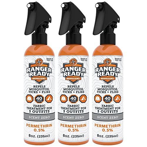 Ranger Ready Permethrin Spray for Clothes and Outdoor Gear - Permethrin Insect & Tick Repellent - Scent Zero (8oz Pack of 3)