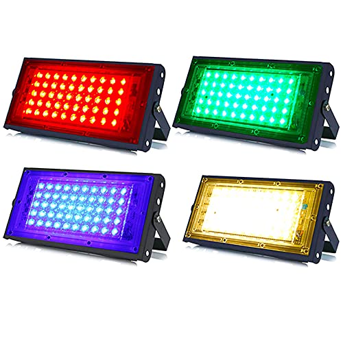 Image of MLD BL2449 20w Led Flood Lights IP66 Waterproof Indoor Outdoor Led Brick Focus Street Light Multi Color Combo Set | Red, Green, Blue, Yellow| Pack of 4