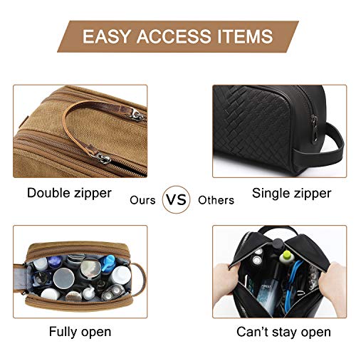 Image of Toiletry Bag for Men, BAGSMART Travel Shaving Dopp Kit Water-resistant Toiletry Organizer for Travel Accessories, Khaki