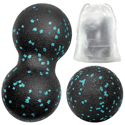 Gemtte Faszienball und Duoball, 2 Stück Massageball Set, Klein Faszienball Nacken für Wirbelsäule Fuß Nacken und Rücken (Blau)