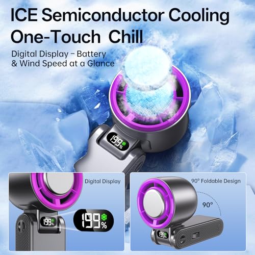 Image of Pro Handheld Portable fan with Turbo Cooling, Speed(1-199) 5500mAh | 20000 RPM Hand Held Fan Rechargeable Powerful Mini Personal fan for Travel, Outdoor, Beach & Makeup