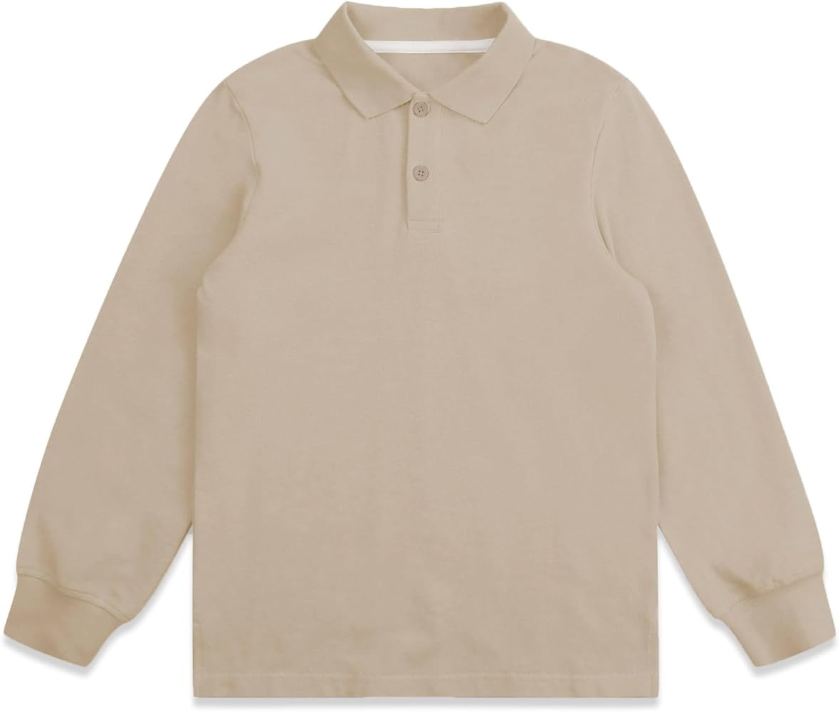 Amazon.com: CUNYI Boys Long Sleeve Pique Polo Shirt School Uniform