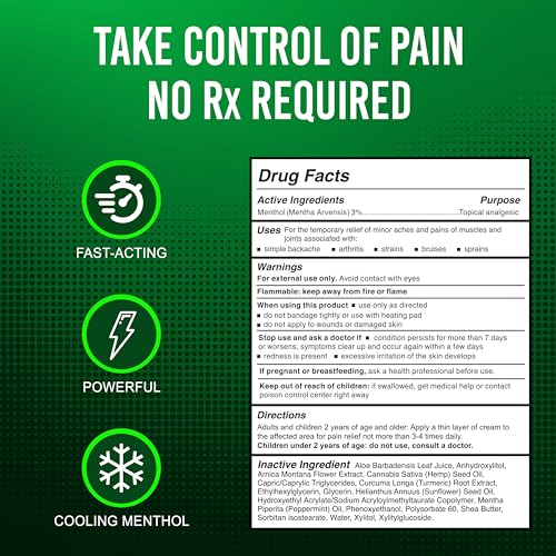 Image of Super Natural Goods Pain Relief Cream Hemp Cream Maximum Strength Joint & Muscle Menthol Rub 8 oz