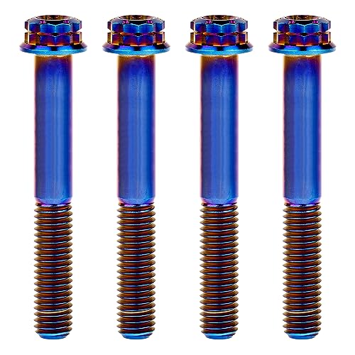 Image of Titanium Flange 12 Point Head M8 x15 20 25 30 35 40 45 50 55 60 65 80mm Screw Bolt Pack of 4 (Burning Blue, M8x80mm)