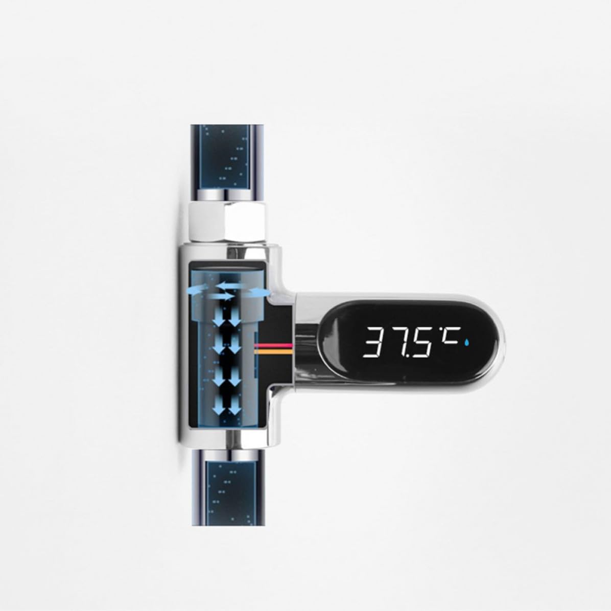 Abaodam Termómetro de Agua para Pantalla Led, sin Baterías, Rotación 360°, Material Abs y Pc, Medición de 5 a 85°c para Baño Seguro y Cómodo