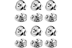 DELECOE 6 Pairs Push Back Earrings - Hypoallergenic 925 Sterling Silver, 18K White Gold Plated