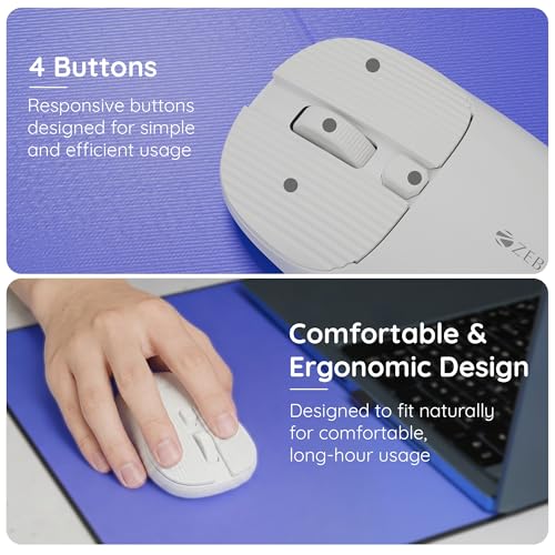 Image of Zebronics Freego Pro Wireless Mouse, 2.4GHz, Up to 1600 DPI, 3-Level DPI Switch, 4 Buttons, USB Nano Receiver, High Precision, Power Saving Mode, Ergonomic Design, Multi-Surface Support (White)