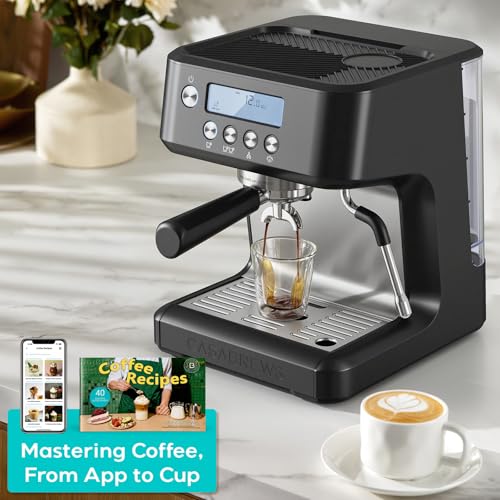 Image of CASABREWS Ultra Espresso Machine, Espresso Coffee Maker with Steam Wand | LCD Display, Custom Brew Temp, Latte & Cappuccino Machine, 20-Bar Italian Pump, Powerful Steam Wand, 73oz Removable Tank