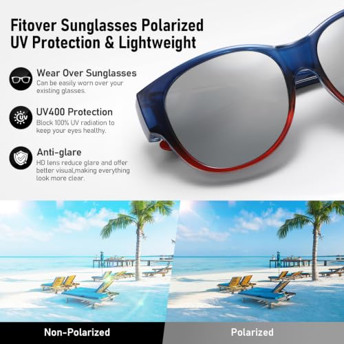 Image of HAOLOTA Fit Over Glasses Sunglasses for Women Polarized