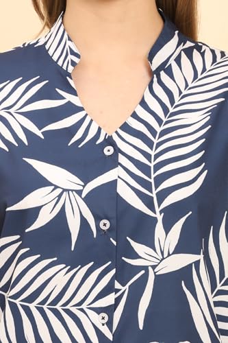Image of Womens Casual Shirt Soft Beach Shirts Floral Tropic Print V Neck T-Shirt Short Sleeve Button Up Tops