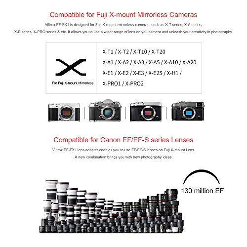 Viltrox Ef Fx1 Auto Focus Lens Mount Adapter For Canon Ef Ef S Lens To Fujifilm X Mount Mirrorless Cameras X T1 X T2 X T10 X T X A1 X X A3 X A5 X A10 X 0 X E1 X E2 X X E2s X H1