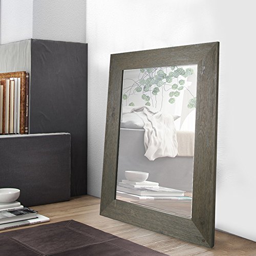Artmaison Beveled Hanging Wall Decorative Mirror With Hand Stained Gray Frame, 34-Inch By 46-Inch #TOP2