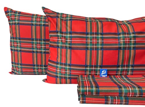 L'Emporio Casa Set Lenzuola in Flanella, Cotone Italiano 100% Pettinato, Anti-Pilling Varie Misure (Tartan, Matrimoniale)