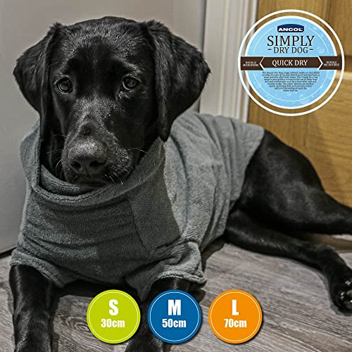 Ancol Simply Dry Deep Drying Dog Coat Grey Microfibre Fabric for Warmth and Dryness, Fastens with Hook and Loop Tab - Image 2