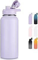 Vista 32 de Botella de agua aislada de 18 onzas con asa, botellas de agua de acero inoxidable 304 con boca ancha, botella de agua deportiva al vacío de doble