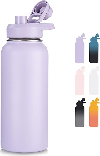 Miniatura 32 de Botella de Agua Aislada de 24 oz con Asa, Botellas de Agua de Acero Inoxidable 304 con Boca Ancha, Botella de Agua Deportiva al Vacío de Doble