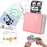 Phomemo M02 Pro Mini Impresora - 300DPI Impresora Portátil Termica Impresora Movil Pequeña Impresora Fotográfica Bluetooth, Etiquetas - Rosa