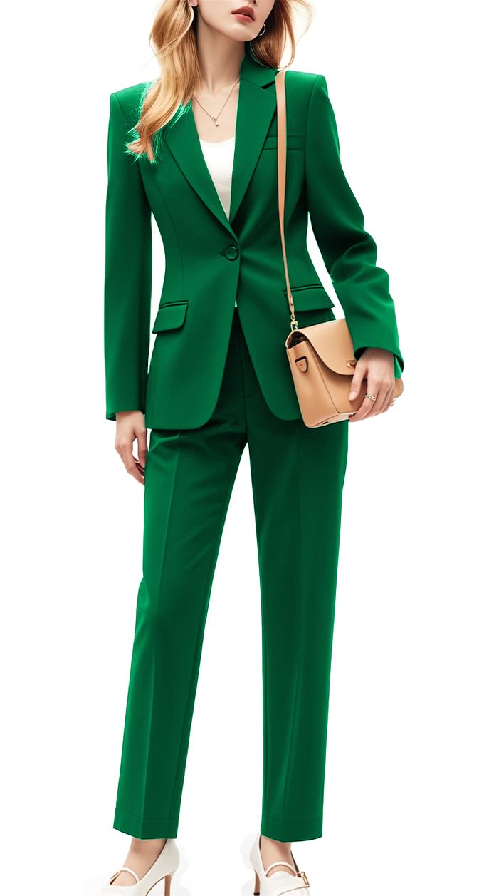 Womens Blazer Pants Suit Set 2 PC Business Suit for Work Professional Formal Dressy Tuxedos
