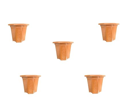 Plastic Flower and Plant Pot Set for Office, Home, Garden and Outdoor (5)