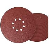 9 Inch 8 Hole Sanding Disc, GOH DODD 40 Grit 15 Pieces Hook and Loop Sandpaper Aluminum Oxide Sanding Pads Sand Paper for Drywall Sander