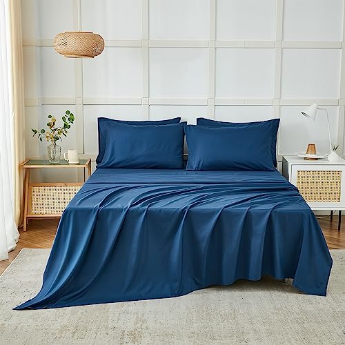 Image of ILAVANDE Navy Blue King Sheets Set 6 Piece,Hotel Luxury Super Soft 1800 Series Microfiber Bed Sheets King Set-Wrinkle Free & Breathable-14 Deep Pocket Sheets for King Size Bed(King,Navy Blue)