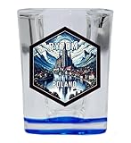 R and R Imports Bytom Poland Travel Destination Souvenir 2 Ounce Shot Glass Square Red Base Single