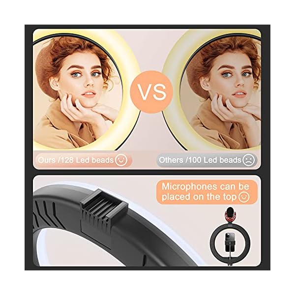 Nallee Ringleuchte, 10 Zoll LED Ringleuchte mit Stativ und Handyhalterung, Selfie LED Ringlicht mit 3 Lichtmodi & 10… – Bild 6