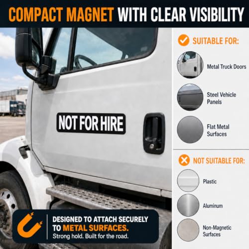 Image of Not For Hire Magnetic Signs, 3 inchx 12 inch Not For Hire Car Magnetic Sticker Signs for Vehicles, Display On Box Truck, Tractor Trailer, Company Vehicle, Personal Vehicle