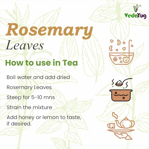 Image of VY VedaYug Rosemary Leaves for Hair Growth, Seasoning and Tea 200g | Dried Rosemary Leaf - 200g