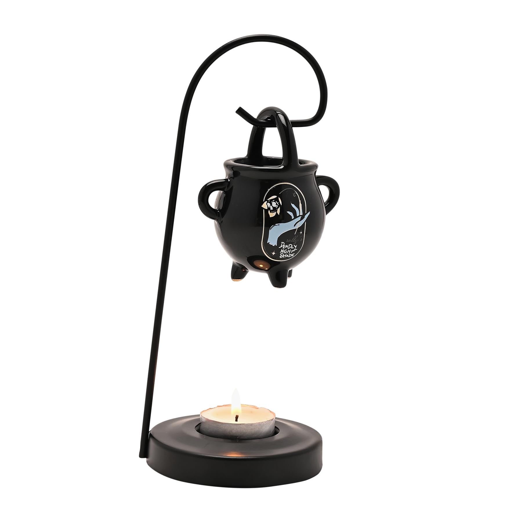 Disney Nightmare Before Christmas Wax Melt Burner - Black Ceramic Cauldron - Jack and Sally Silhouette - Home Fragrance Accessory